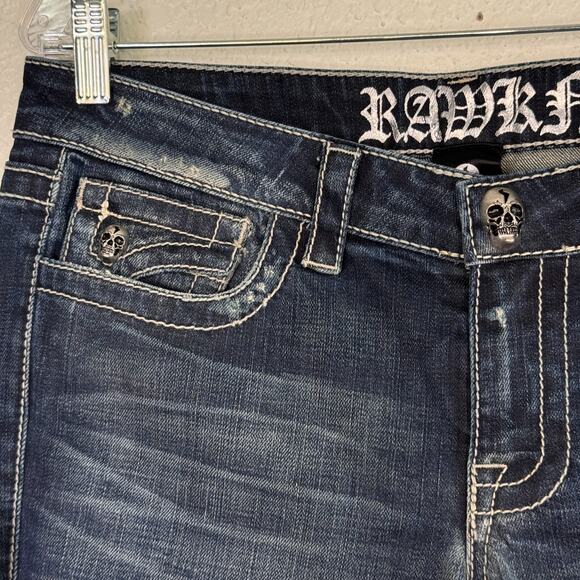 Rawkn Y2K Jeans Womens 29 Skull Studded Low Rise Skater Key Closet Vintage NEW - Picture 7 of 14